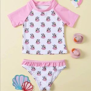 🐶 Dog on flamingo🦩toddler two piece short sleeve